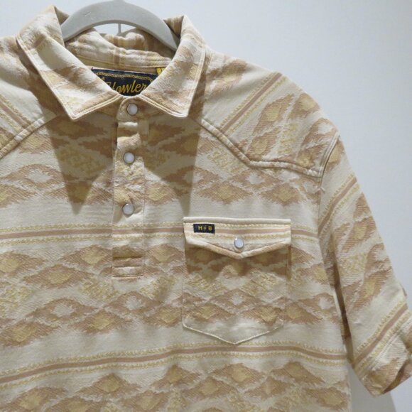 HOWLER BROS. Ranchero Polo Shirt Taki Jacquard Brown Rice Western Pearl Snap - Picture 10 of 16